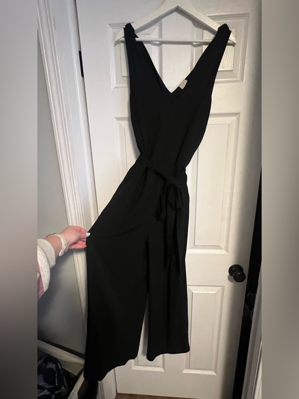 A New Day - Classic Black V-Neck Sleeveless Jumpsuit with Waist Tie